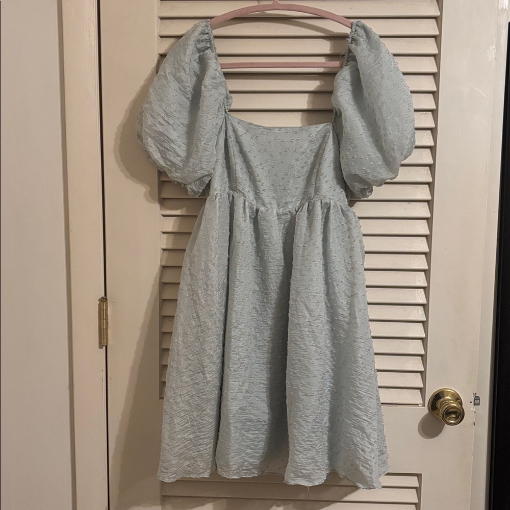 Storia Light Blue Textured Dress